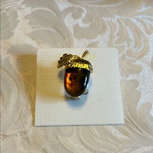 Talbots Gold and Brown Acorn Pendant NWT